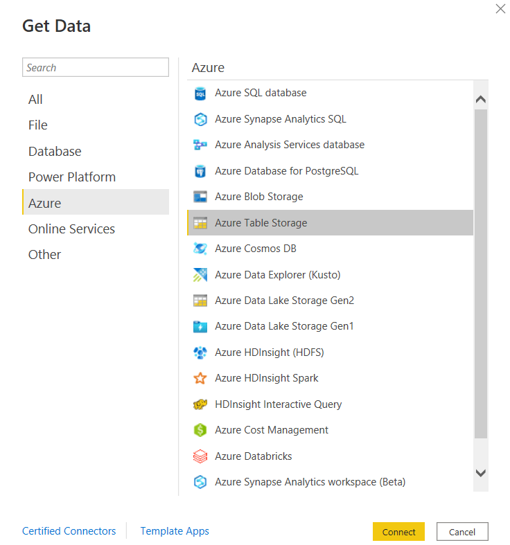 Power Query Azure Table Storage connector Power Query Microsoft Learn