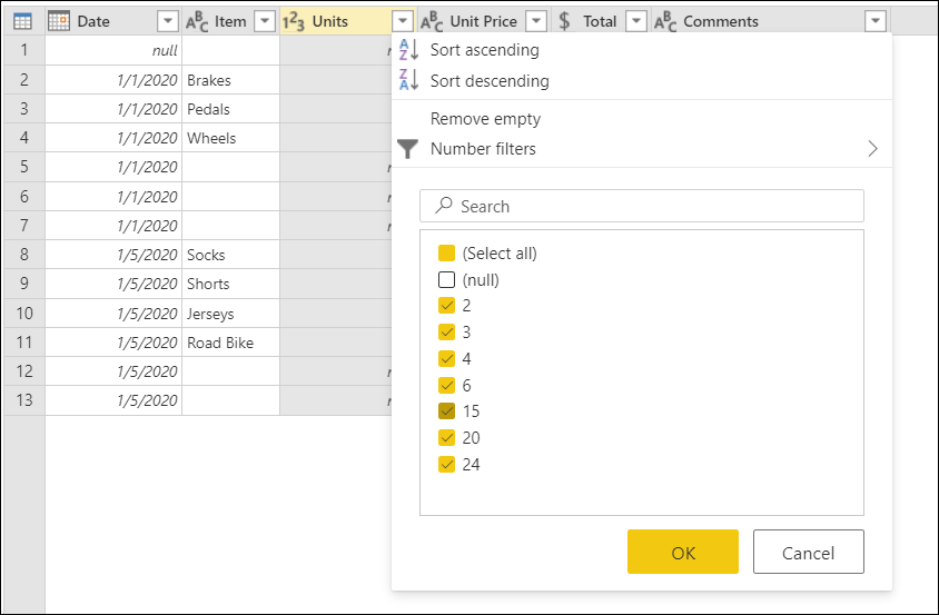 Fill values in a column Power Query Microsoft Learn