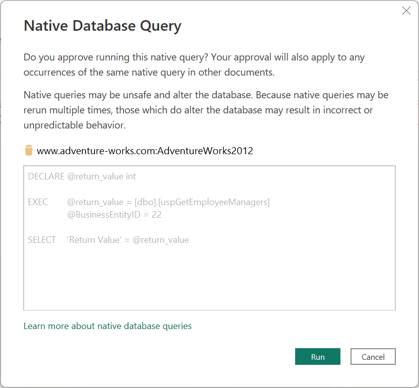 Executing Native Queries In Power Query Power Bi Images