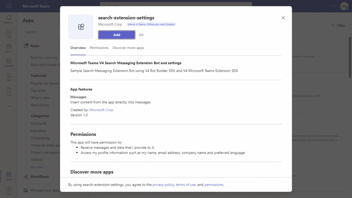Teams Messaging Extensions Search Code Samples Microsoft Learn
