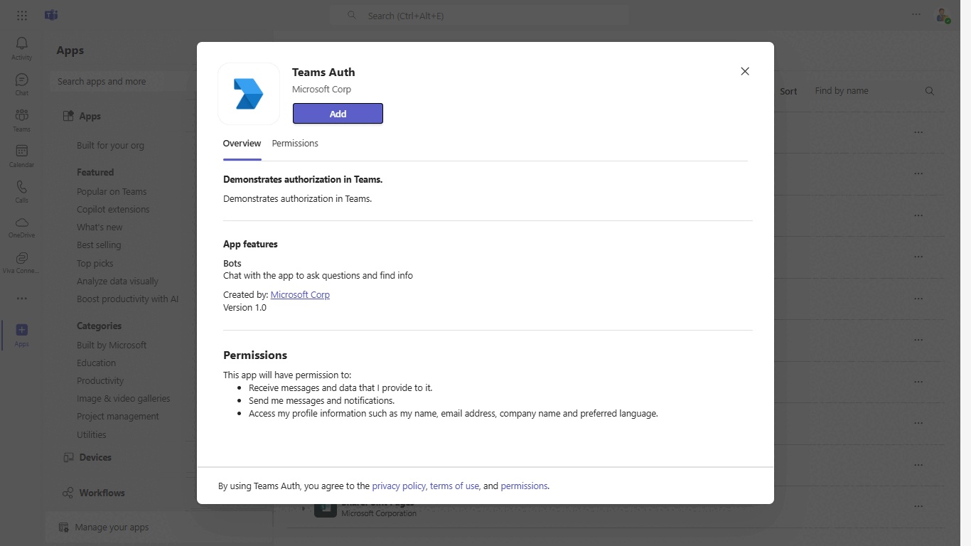 Teams Auth Bot Code Samples Microsoft Learn