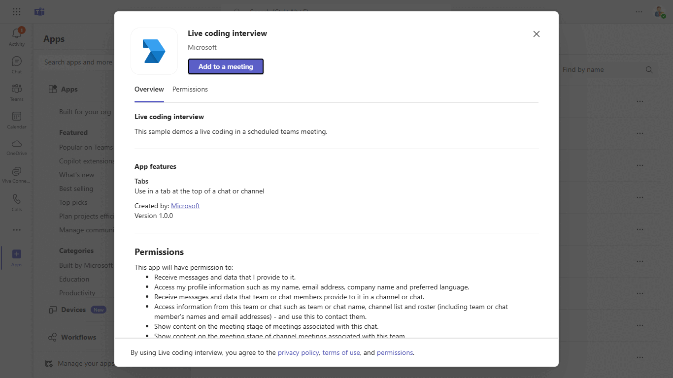 Live coding interview using Shared meeting stage Code Samples