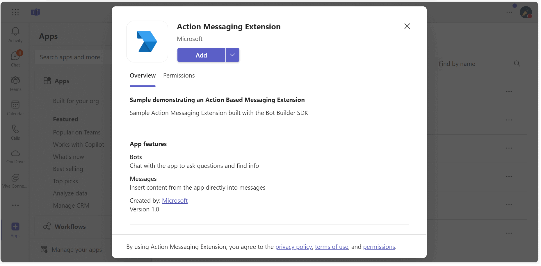 Teams Messaging Extensions Action Code Samples Microsoft Learn
