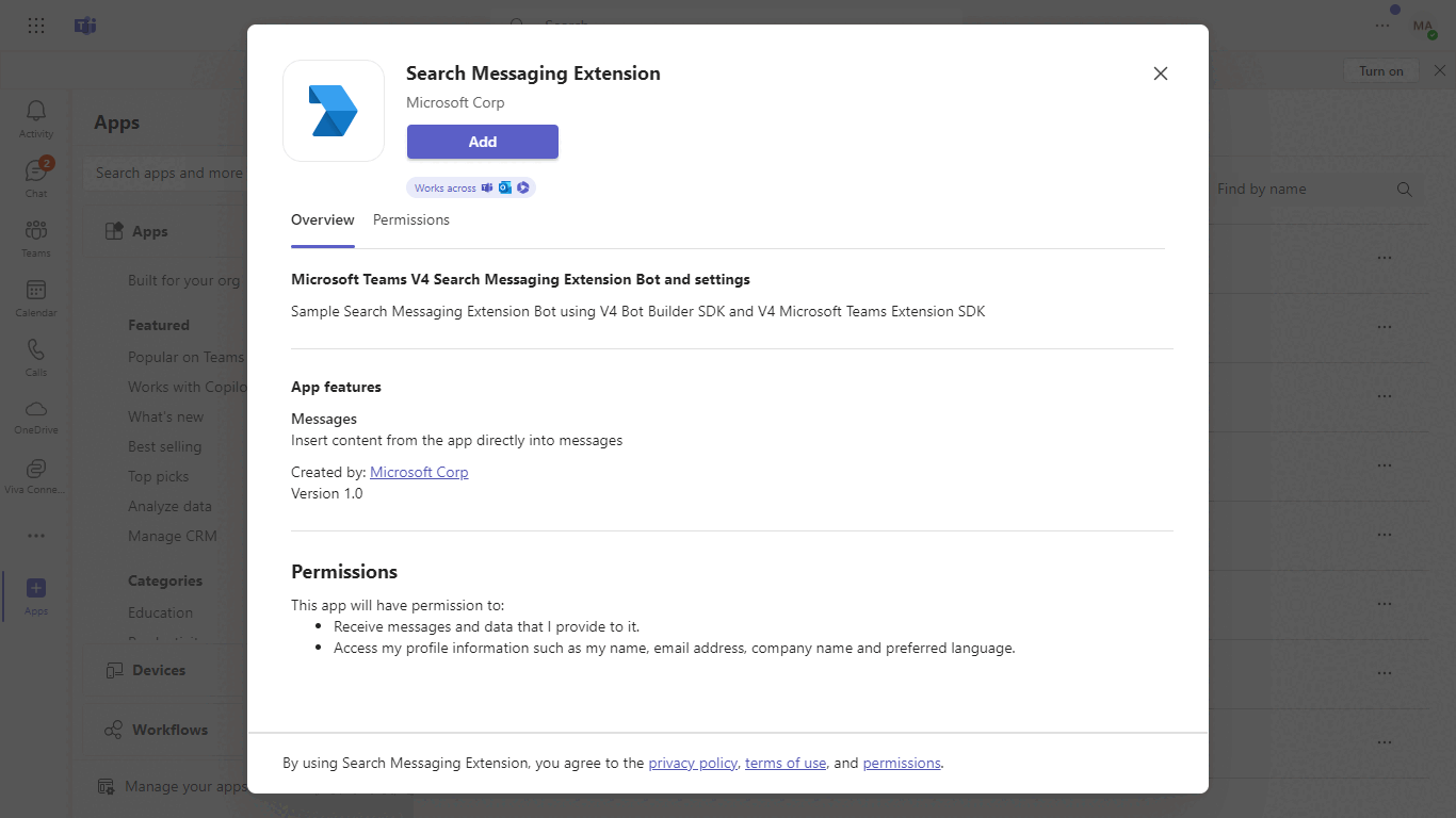 Teams Messaging Extensions Search Code Samples Microsoft Learn