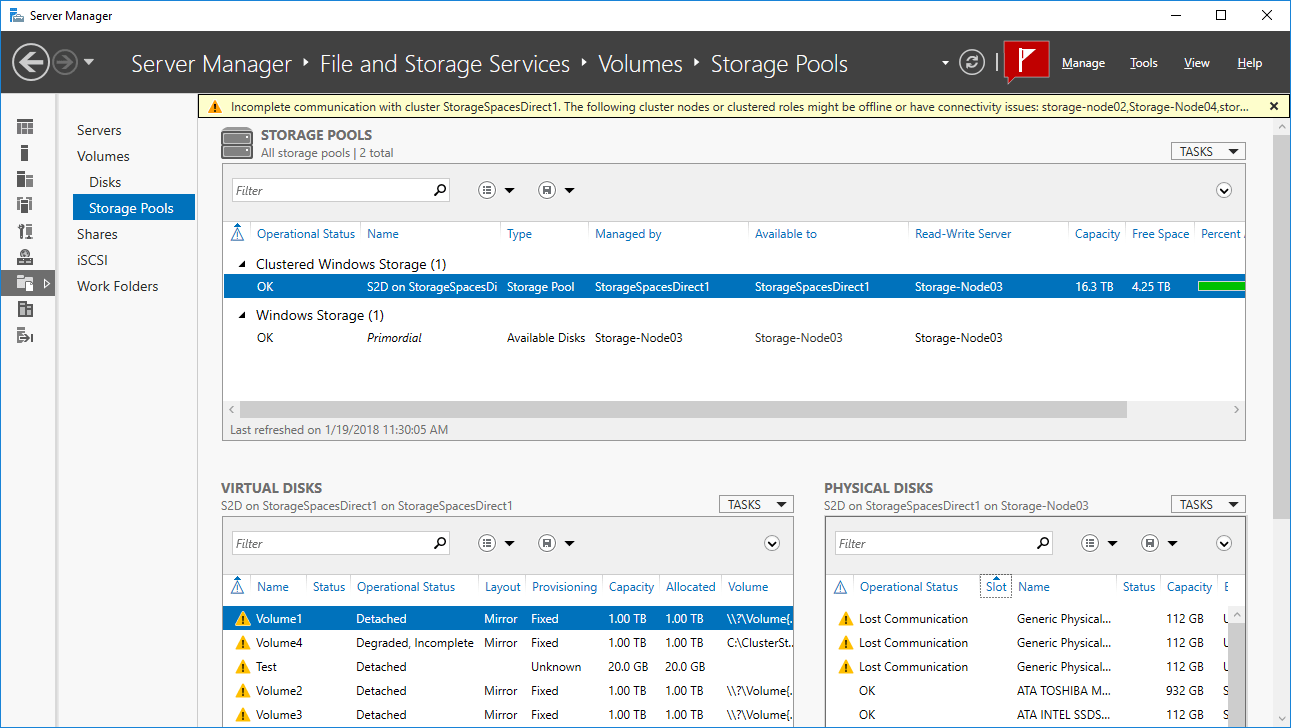 Storage Spaces and Storage Spaces Direct health and operational states