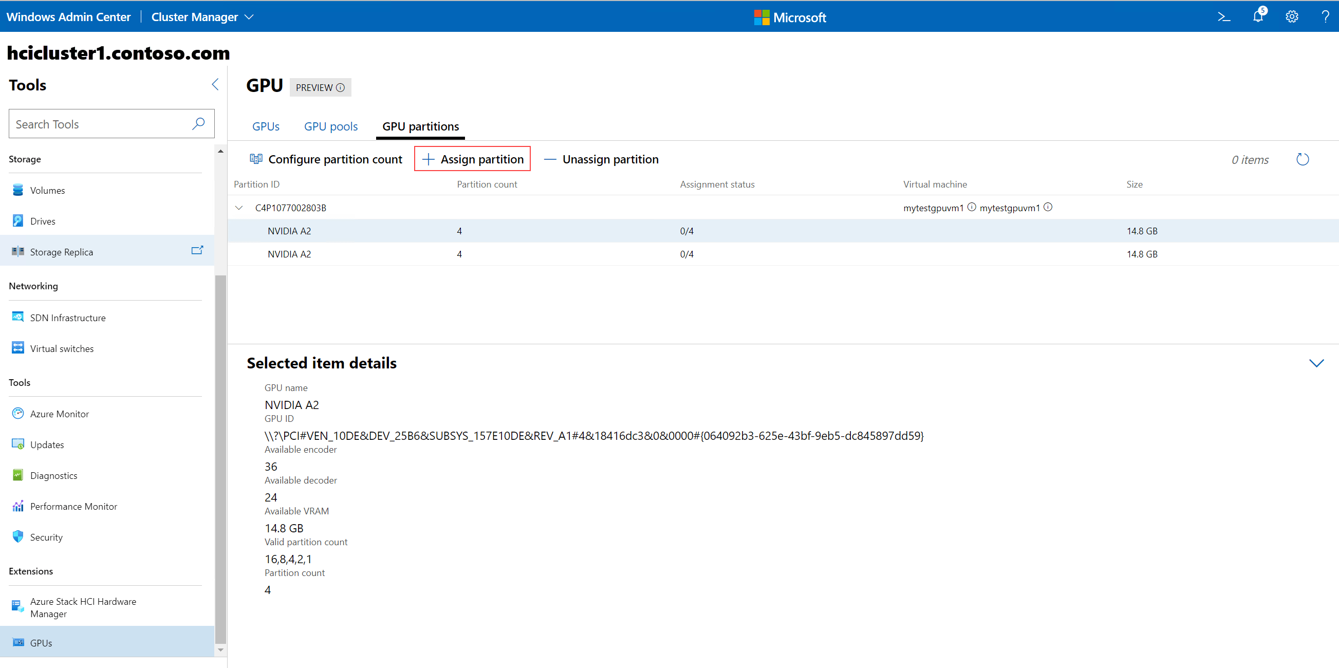 Partition and assign GPUs to a virtual machine in HyperV Microsoft Learn