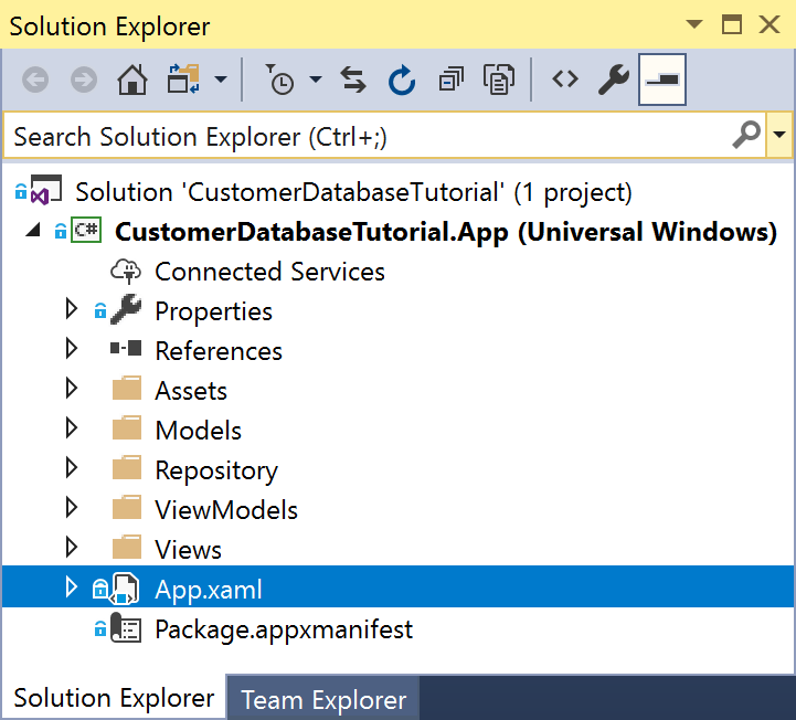 Customer database app structure UWP applications Microsoft Learn