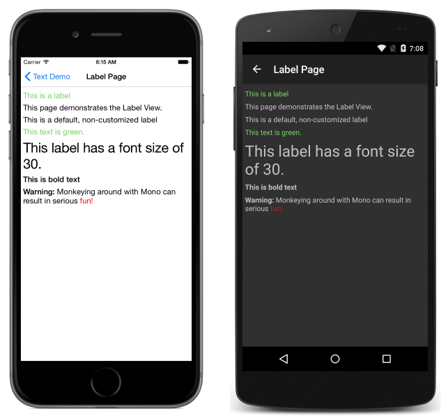Text in Xamarin.Forms Xamarin Microsoft Learn