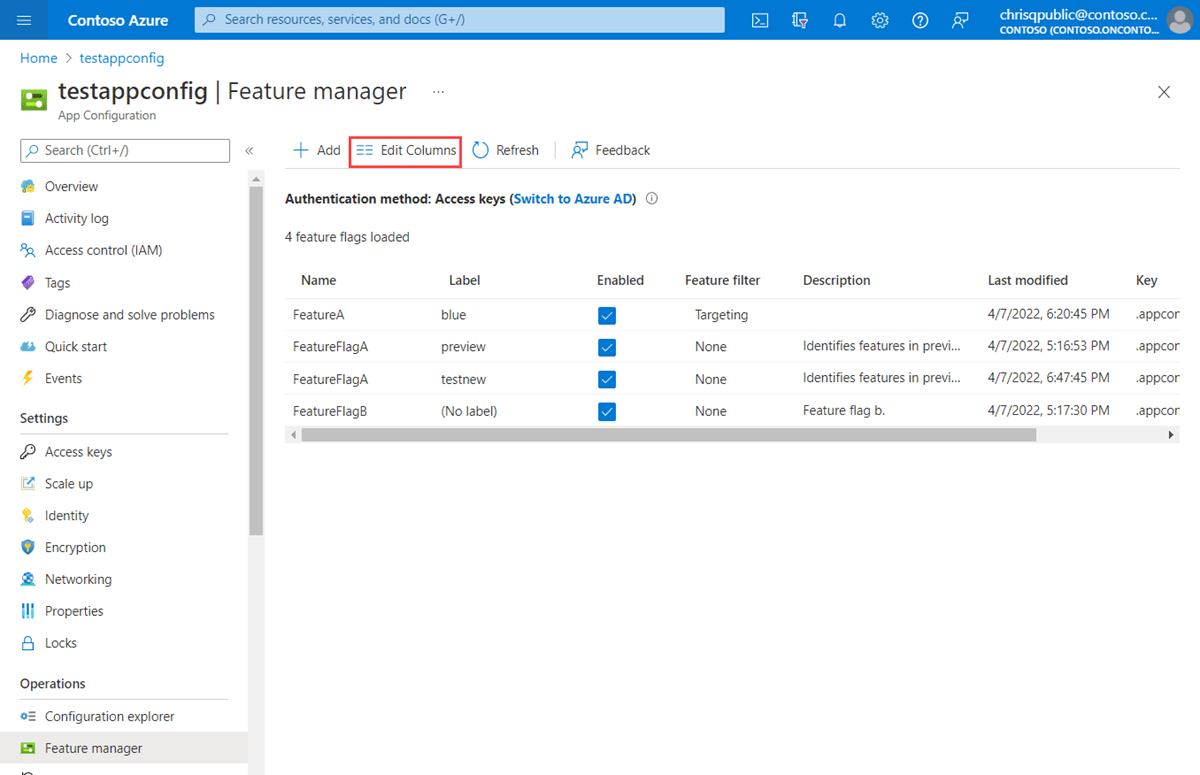 Tutorial Administración de las marcas de característica con Azure App