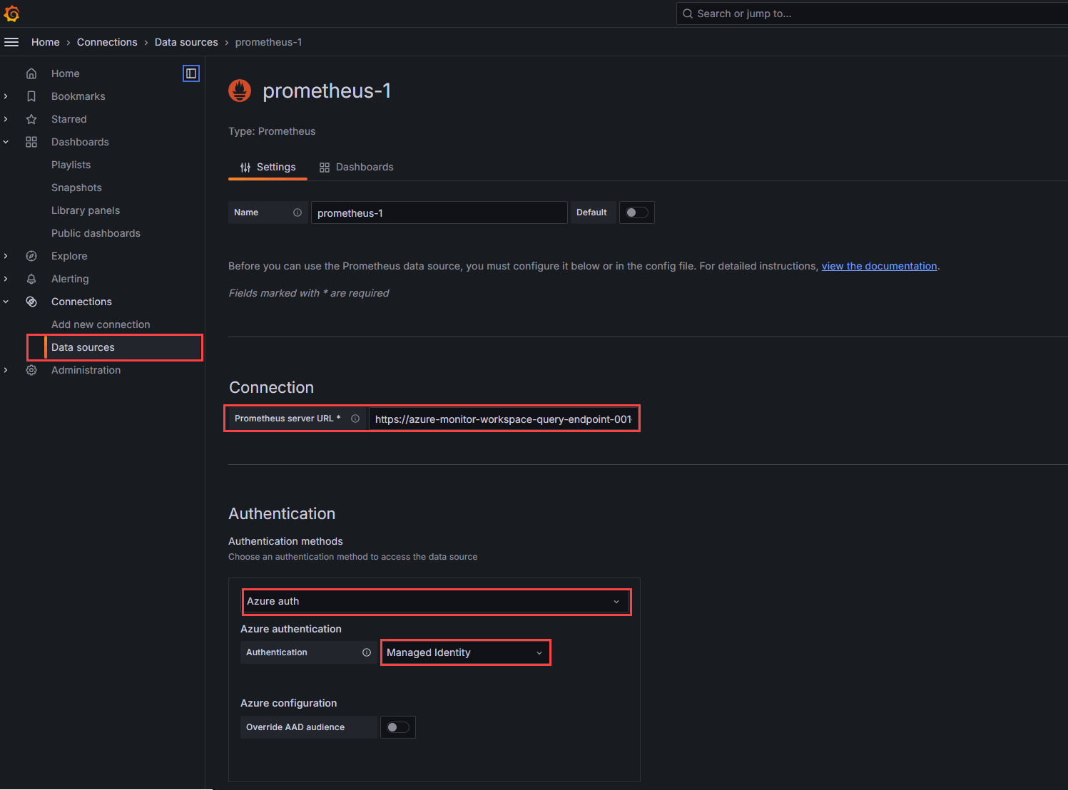 Use Azure Monitor managed service for Prometheus as data source for