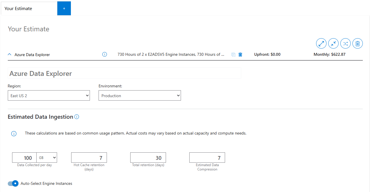Calculadora de precios de Azure Data Explorer Azure Data Explorer