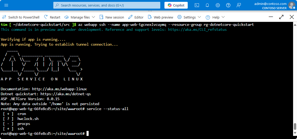 Acceso SSH para contenedores de Linux y Windows Azure App Service