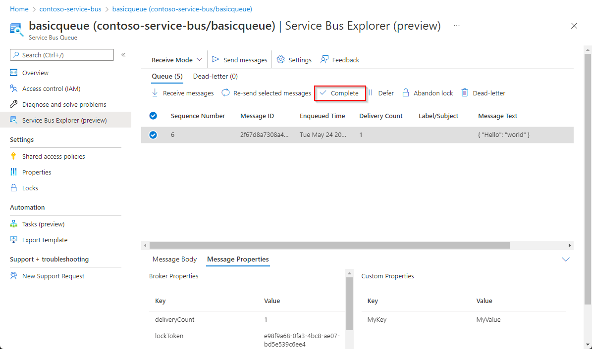 Uso de Azure Service Bus Explorer para ejecutar operaciones de datos