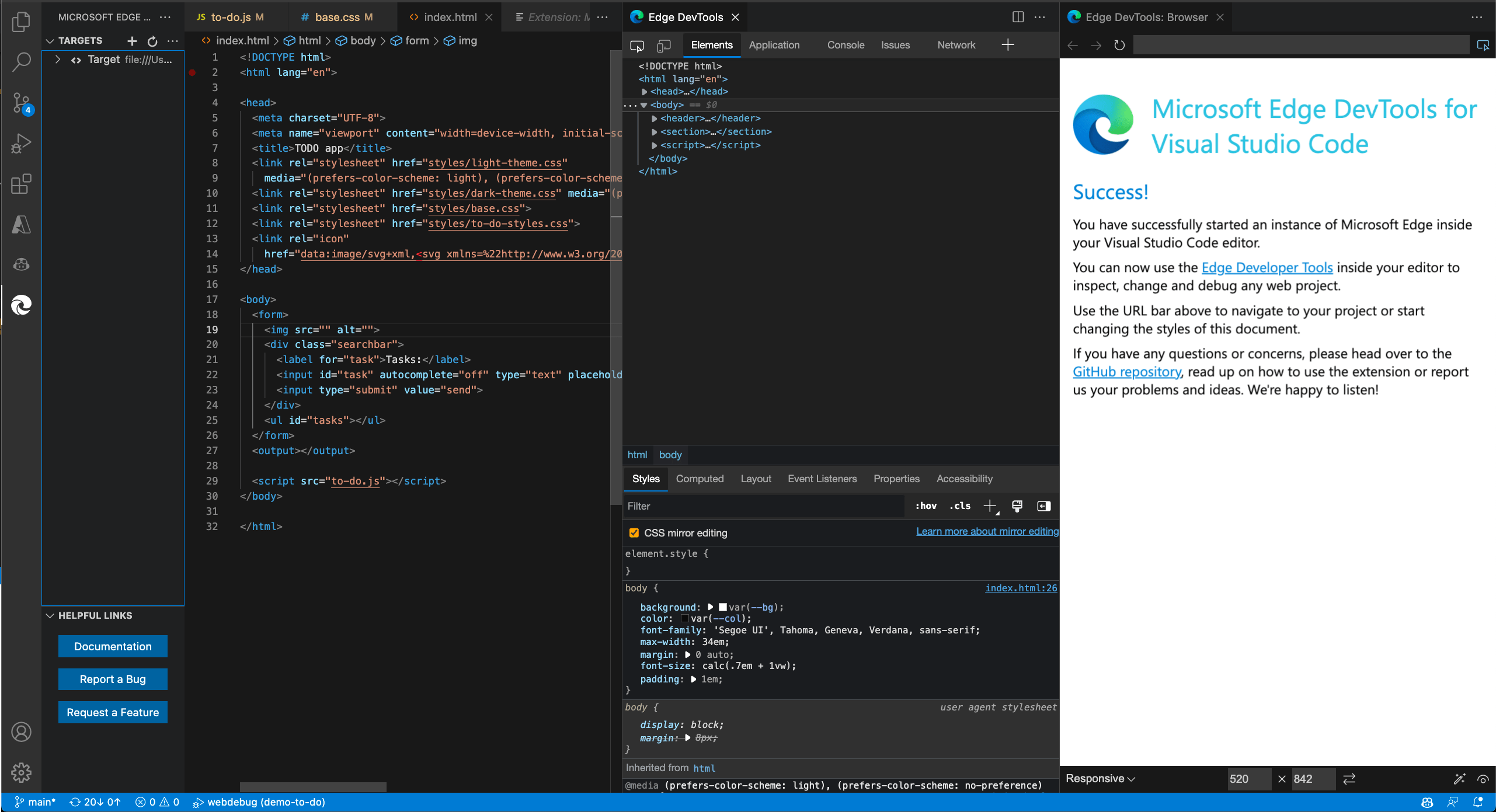 Extensión Microsoft Edge DevTools para Visual Studio Code Microsoft