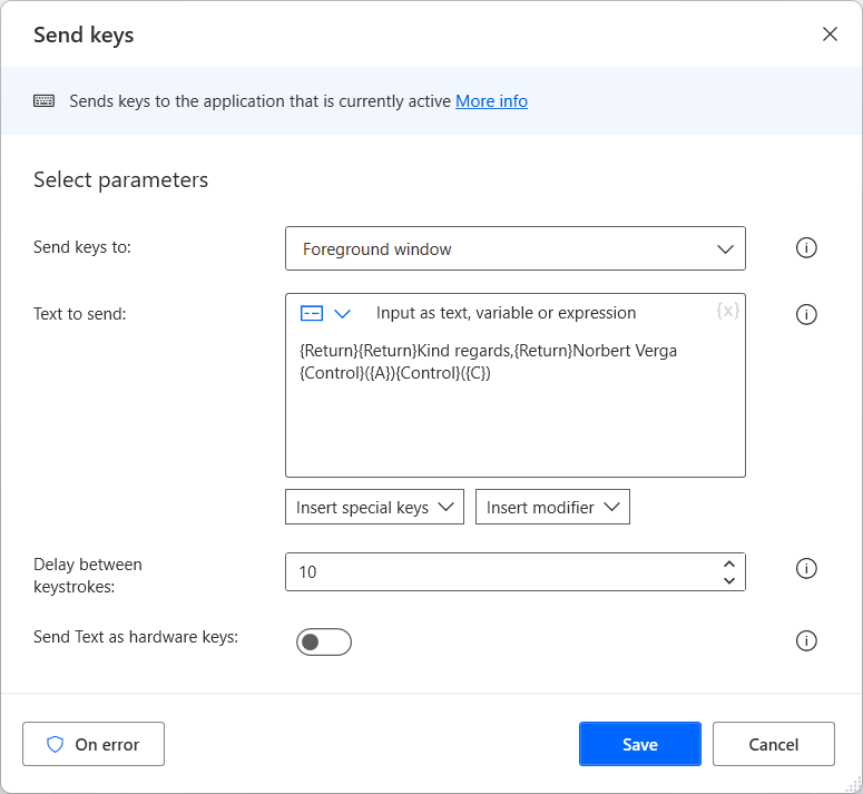 Referencia de acciones del ratón y el teclado Power Automate