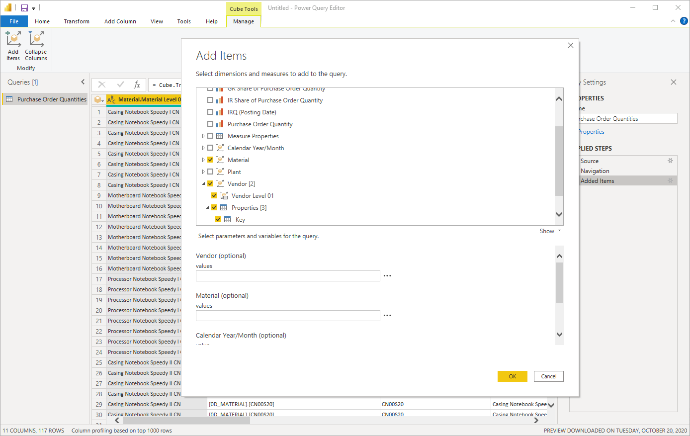 Transformación y filtrado de un conjunto de datos de SAP BW Power Query Microsoft Learn