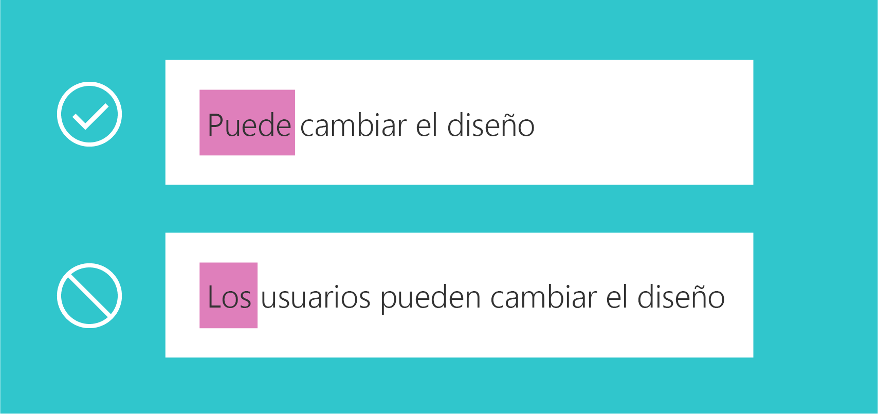 Instrucciones de texto de interfaz de usuario para elementos web de