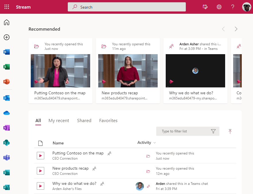 Características de Microsoft Stream (en SharePoint) Microsoft Stream
