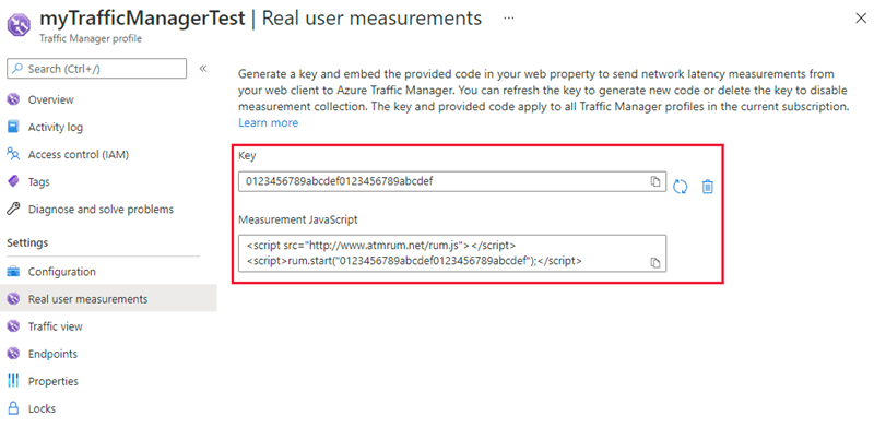 Pengukuran Pengguna Nyata dengan halaman web Azure Traffic Manager