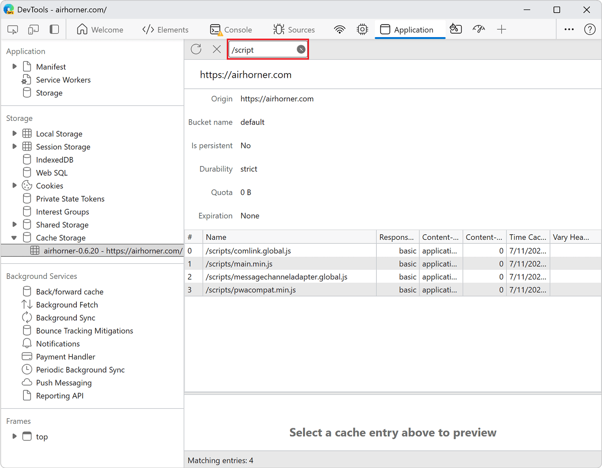 View Cache data Microsoft Edge Developer documentation Microsoft Learn