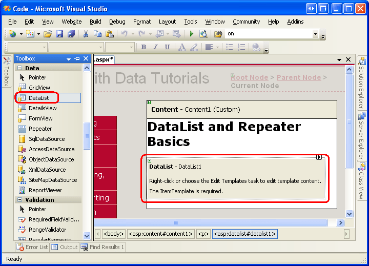 DataList と Repeater コントロールを使用してデータを表示する (VB) Microsoft Learn