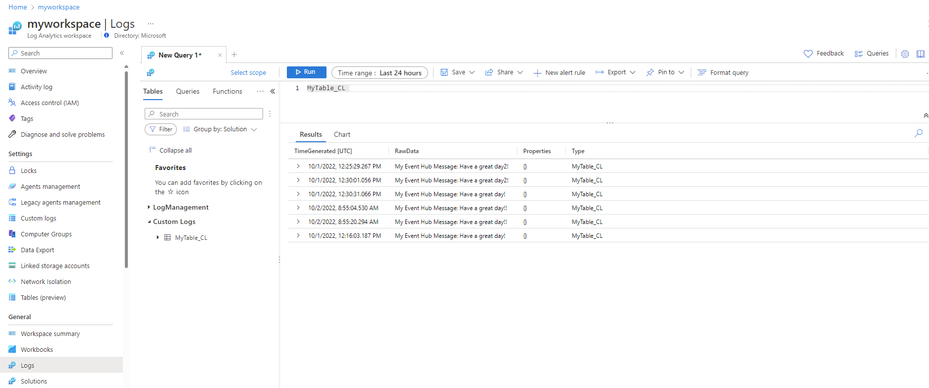 Ingest events from Azure Event Hubs into Azure Monitor Logs (Preview