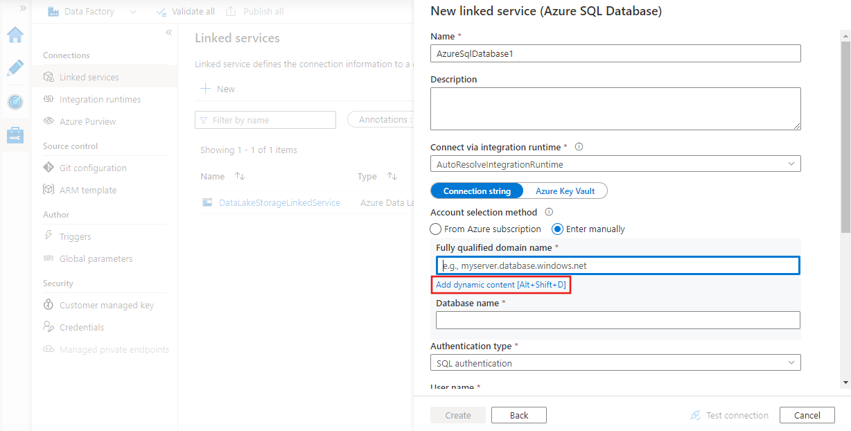 リンクされたサービスをパラメーター化する Azure Data Factory & Azure Synapse Microsoft Learn