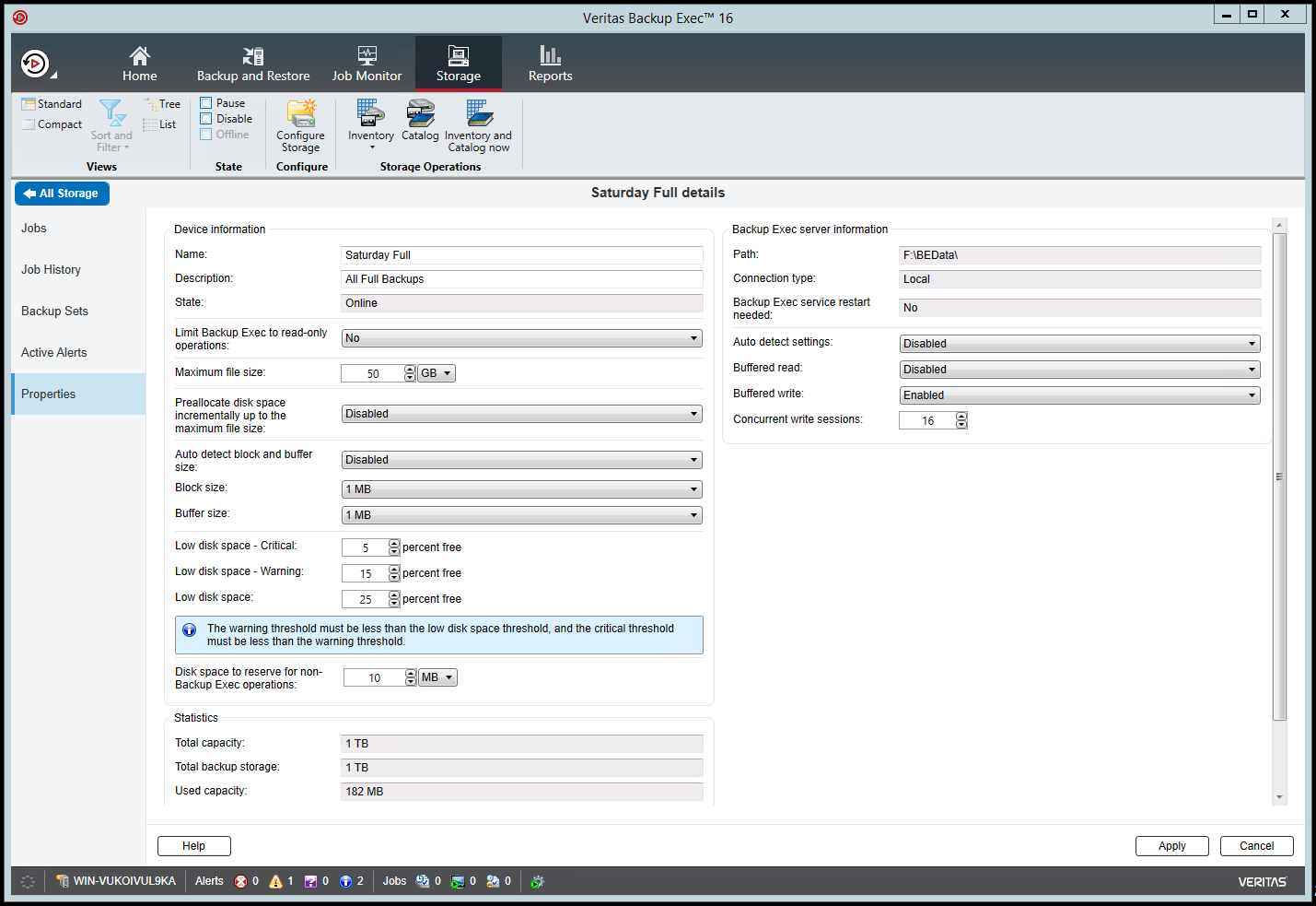 Backup Exec を使用したバックアップ ターゲットとしての StorSimple 8000 シリーズ Microsoft Learn
