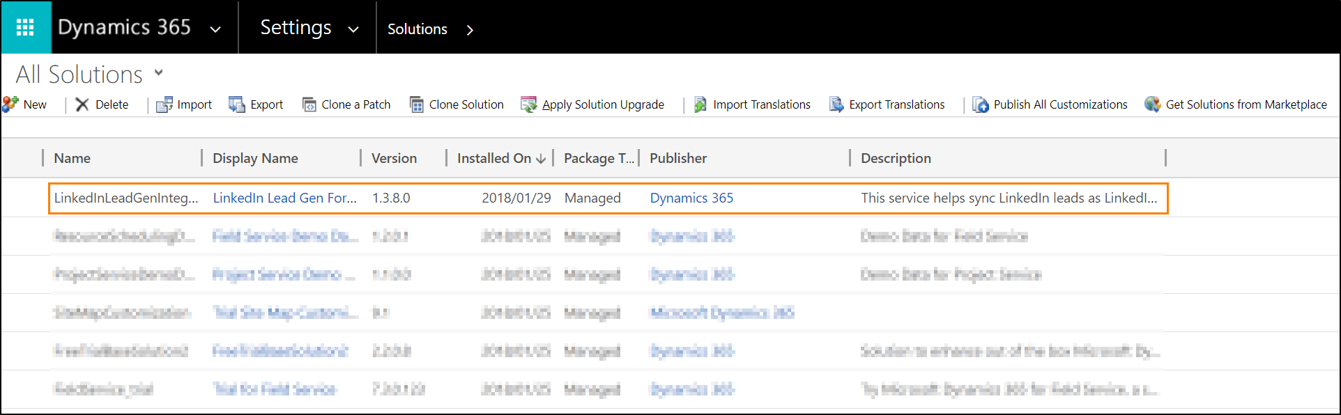 Dynamics 365 Connector for LinkedIn Lead Gen Forms のインストール Microsoft