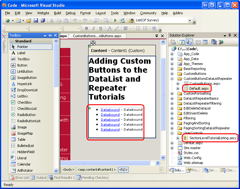 DataList 및 Repeater(VB)의 사용자 지정 단추 Microsoft Learn