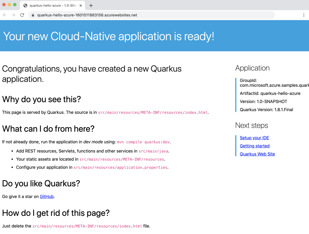 Maven을 사용하여 Azure App Service에 Quarkus  App 배포 Java on Azure