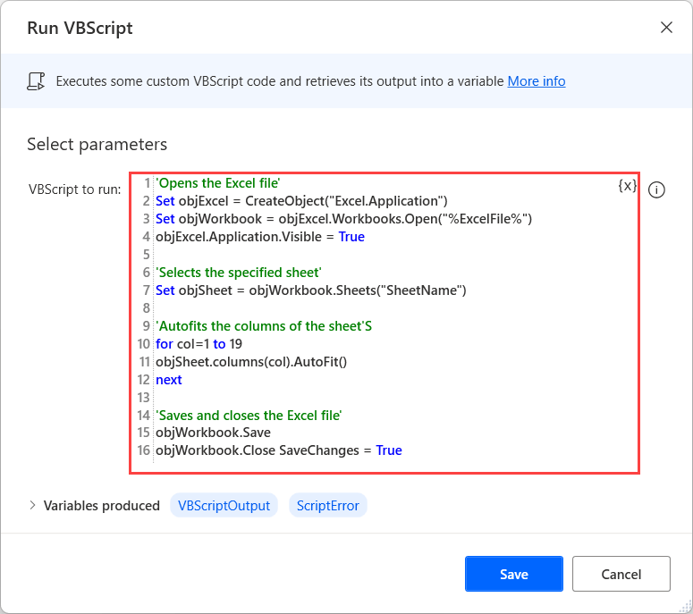 VBScript를 사용하여 Excel 열 자동 맞춤 Power Automate Microsoft Learn