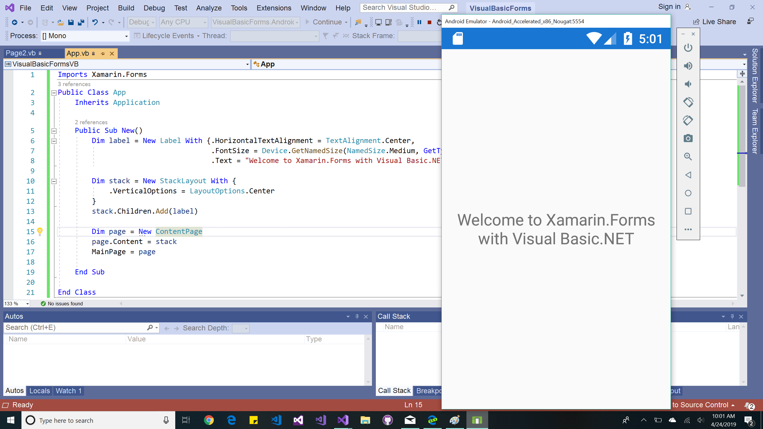 Xamarin.Forms Mobile app with Visual Basic Code Samples Microsoft