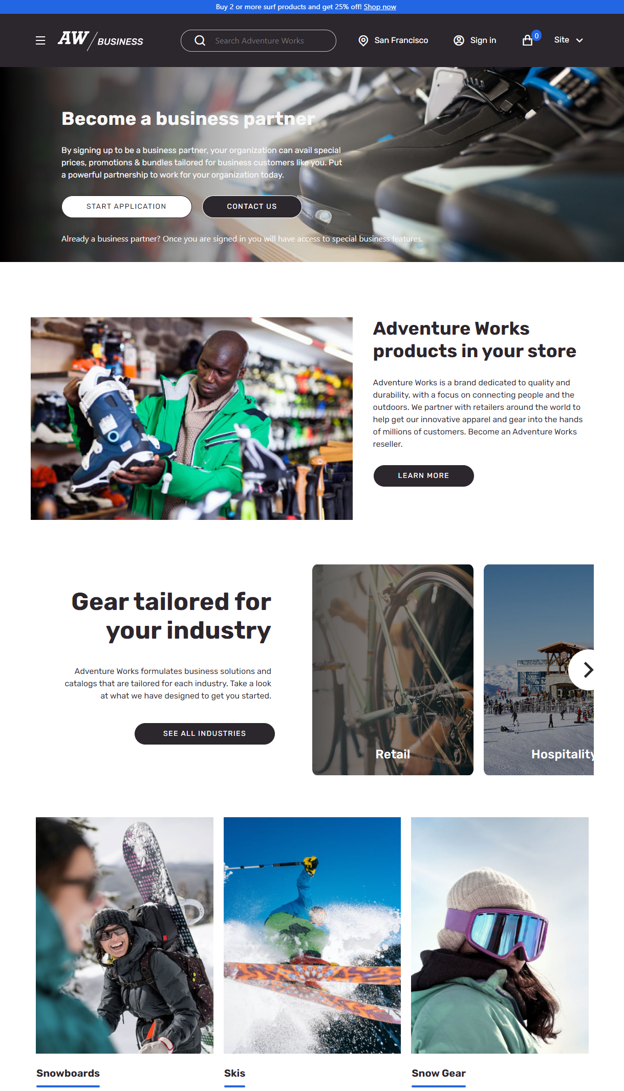 ภาพรวมของธีม Adventure Works Commerce Dynamics 365 Microsoft Learn