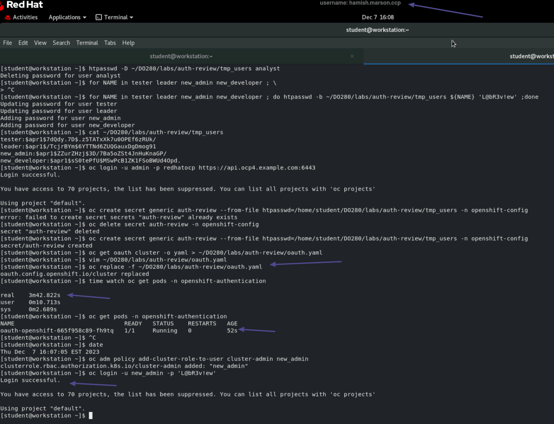 DO280 v4.12 Ch03s05 issue with oauth pods not g... Red Hat