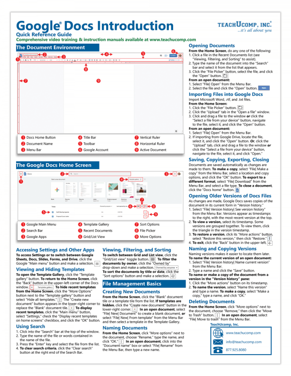 Google Docs Quick Reference Guide Inc.