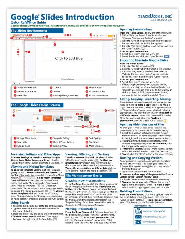Google Slides Quick Reference Guide Inc.