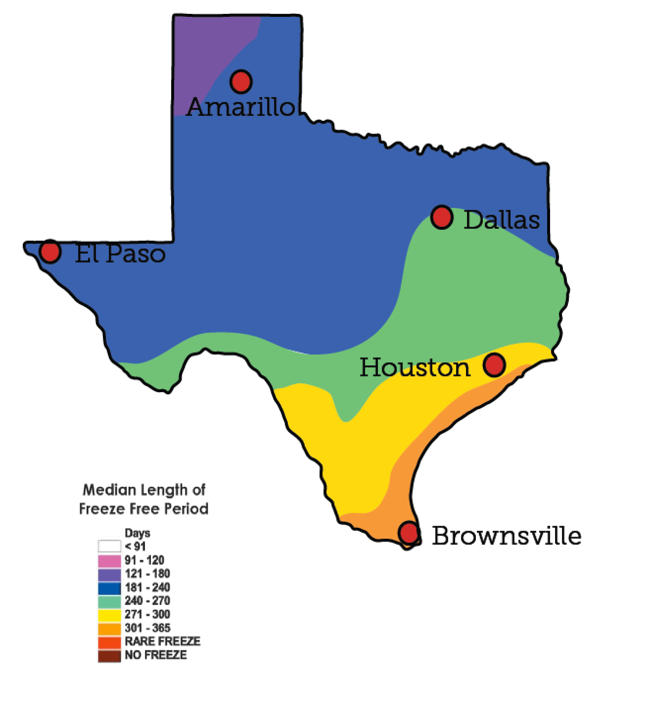 Texas Growing Season Climate of Texas