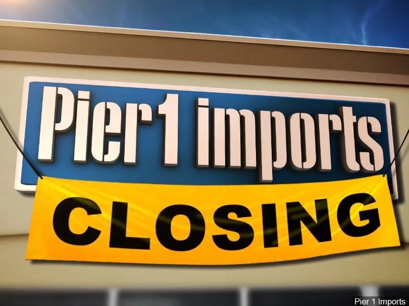 Pier 1 Imports files for bankruptcy and posts a FOR SALE sign