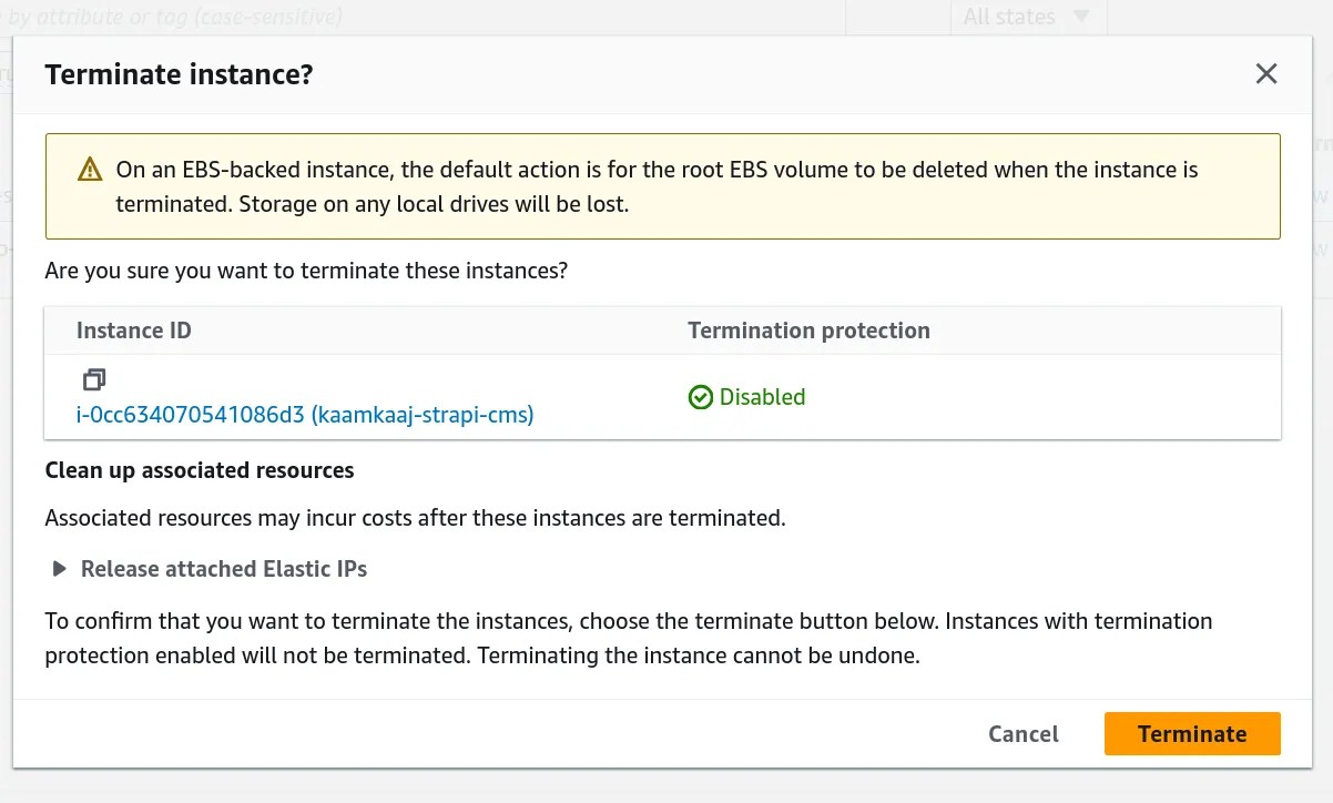How to delete an EC2 instance (AWS Console / CLI)