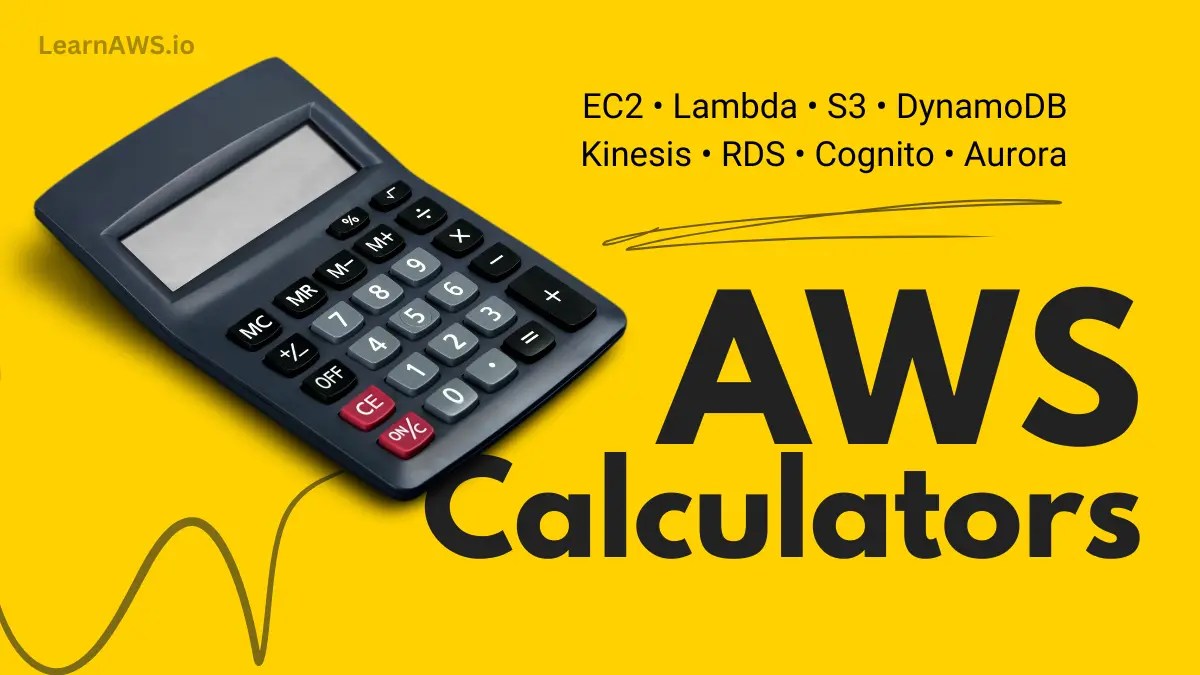 AWS calculator interface showing cost estimation for EC2, S3, and Lambda services