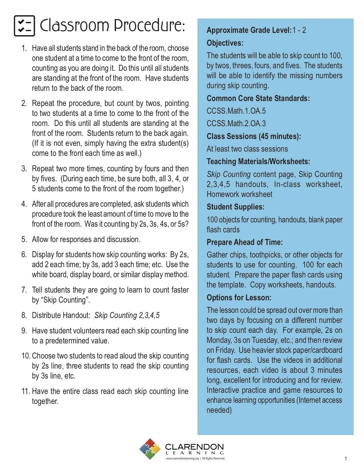 Skip Counting, Free PDF Download - Learn Bright