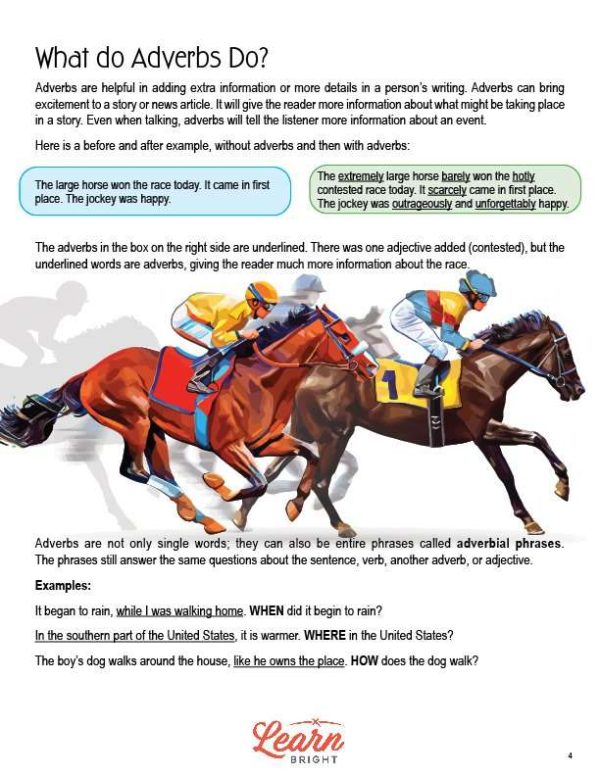 Adverbs (Grades 46), Free PDF Download Learn Bright