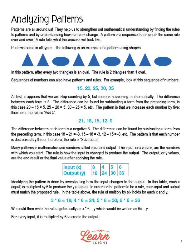 Analyzing Patterns, Free PDF Download - Learn Bright
