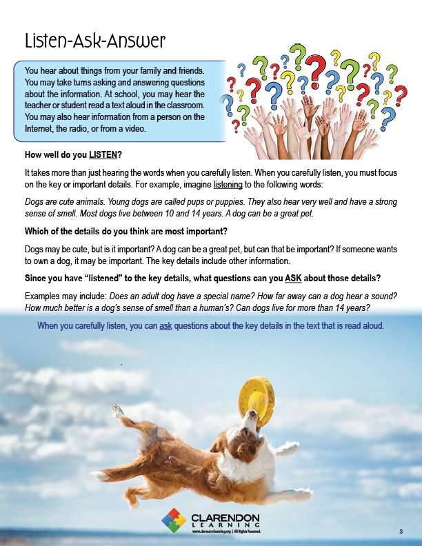 Ask–Answer Questions (Orally) - Key Details