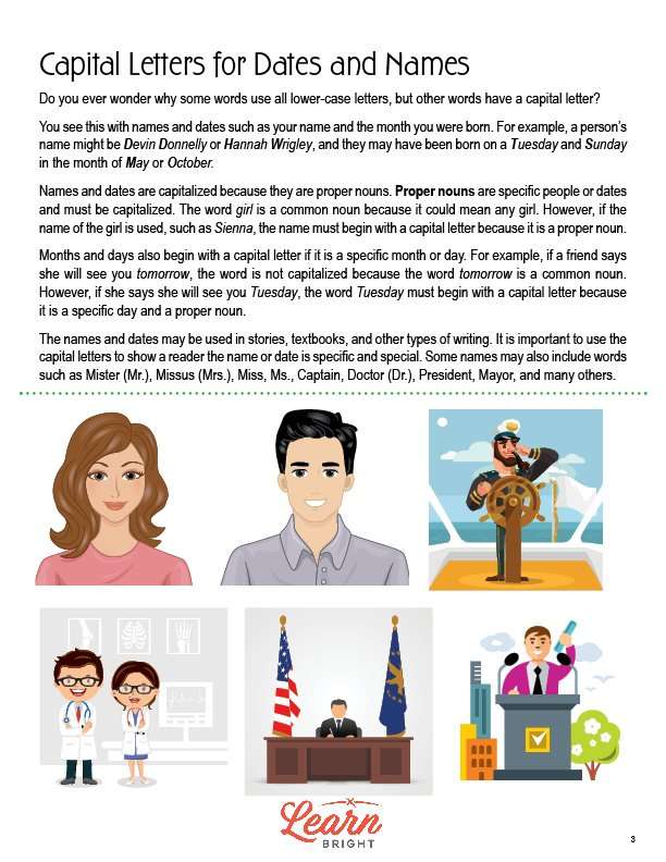 Capitalizing Dates and Names, Free PDF Download Learn Bright