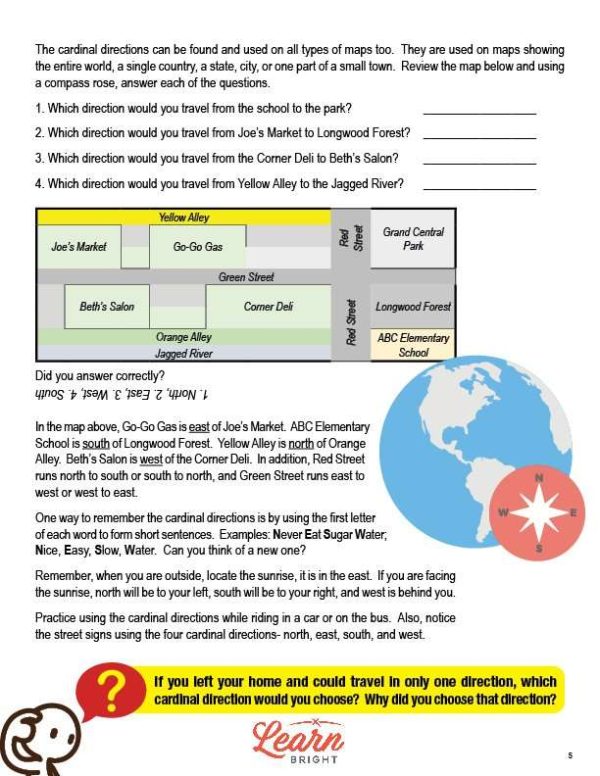 Cardinal Directions, Free PDF Download Learn Bright
