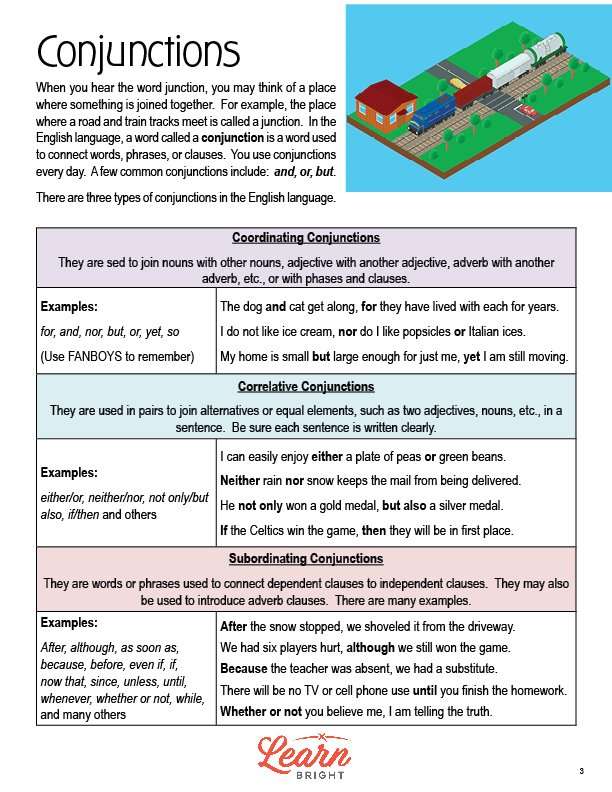 Conjunctions, Free PDF Download Learn Bright