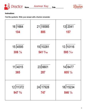 Divide Multi-Digit Numbers, Free PDF Download - Learn Bright