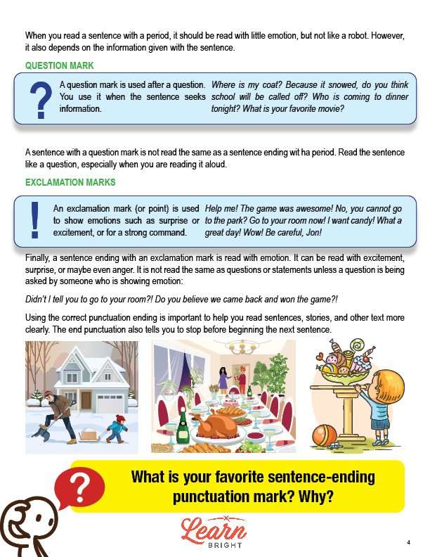 End Punctuation for Sentences, Free PDF Download - Learn Bright